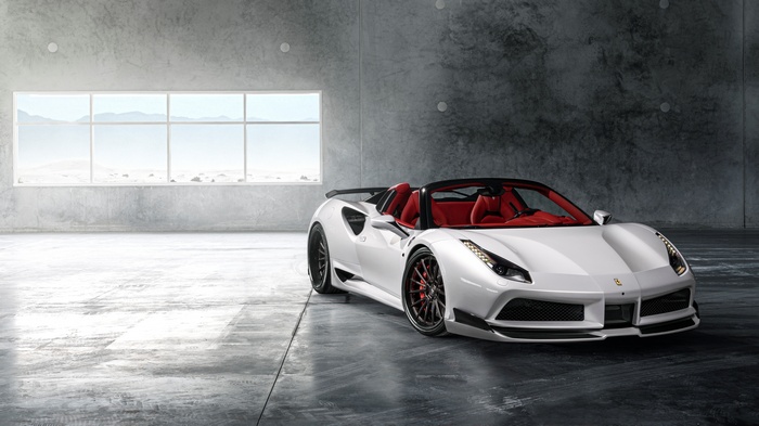 Pearl White Ferrari 488 Spider Sports Car
