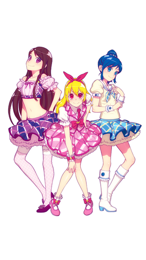 Three girls from Aikatsu! on white background