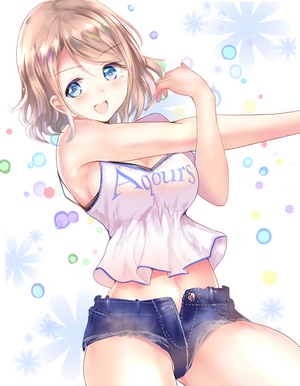 Aqours Anime Girl Stretching in Hot Pants