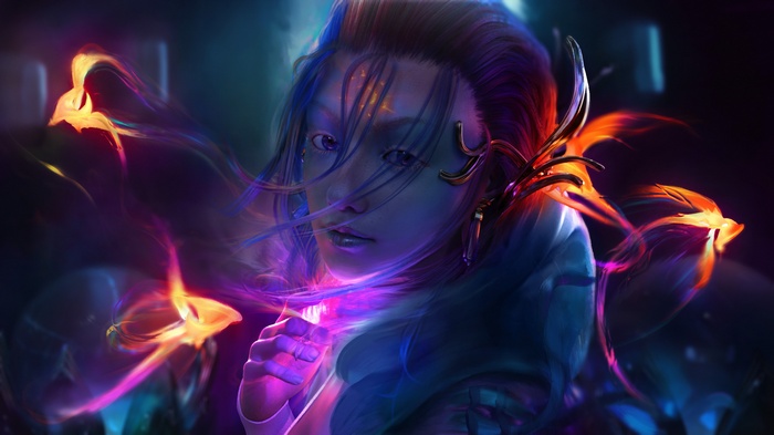 Fantasy girl with glowing magical energy