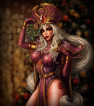 Fantasy girl with mistletoe from Warcraft