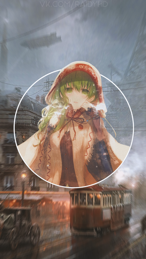 Anime girl in steampunk city with airship