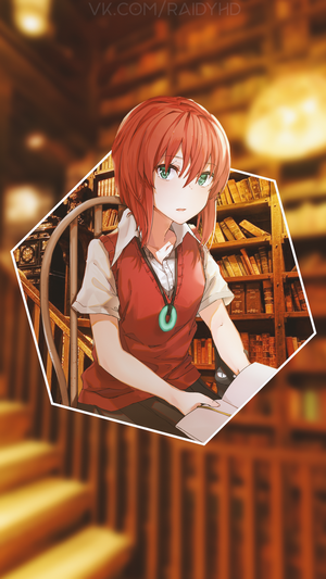Hatori Chise reading in a library