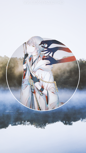 Anime boy with scroll and spectral hands