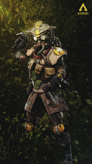Bloodhound from Apex Legends with a raven
