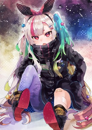 Anime girl with red eyes and bunny ears
