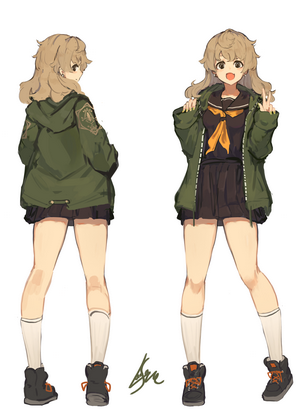Anime girl in school uniform and jacket