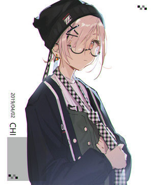 Xiao Chichi from Girls Frontline wearing glasses and hat