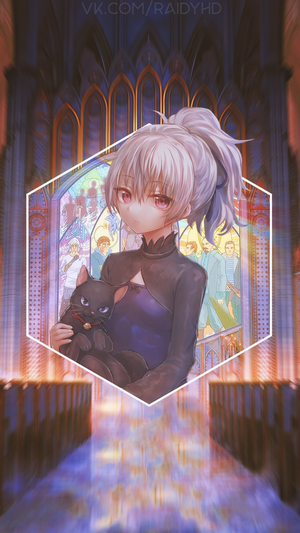 Yin from Darker than Black with a cat