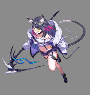 Anime girl with cat ears and weapon