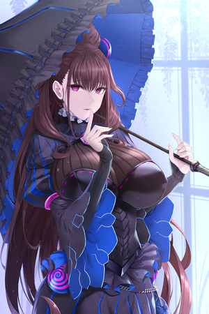 Murasaki Shikibu from Fate/Grand Order holding an umbrella