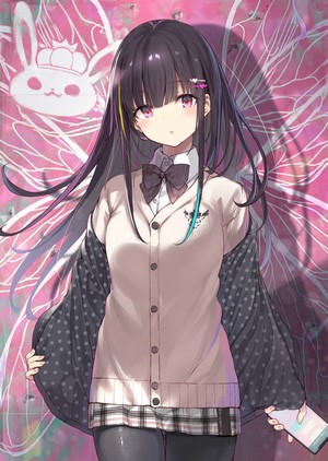 Anime Girl in School Uniform with Black Hair