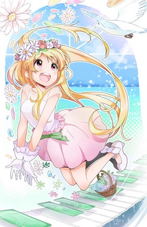 Anime girl with blonde hair and flower crown