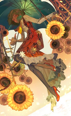 Kazami Yuuka from Touhou with sunflowers