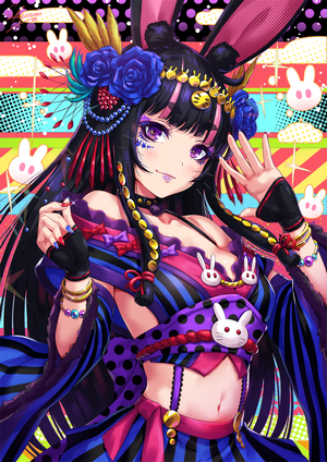 Anime girl with bunny ears and colorful outfit