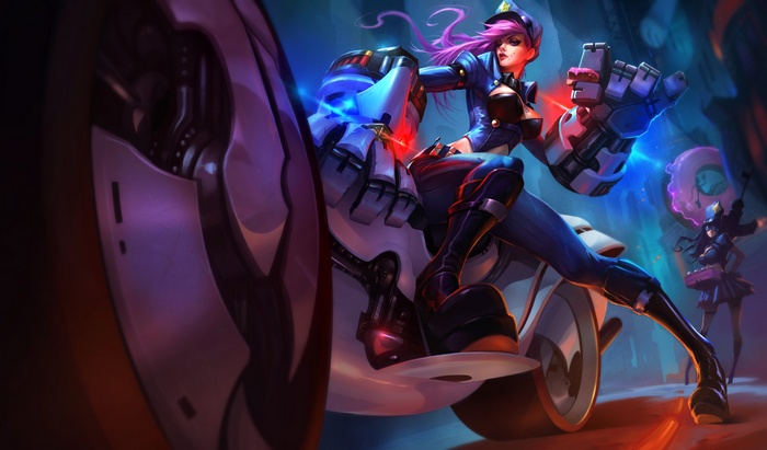 Vi from League of Legends on a motorcycle