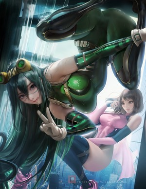 Uraraka Ochako and Tsuyu Asui Dynamic Fan Art