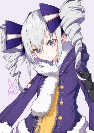 Anime girl with white hair and purple eyes from Honkai Impact 3rd