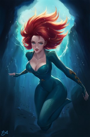 Mera from DC Comics underwater