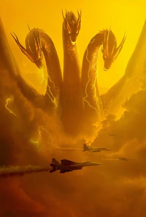 King Ghidorah Faces Military Aircraft