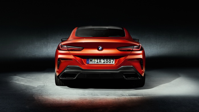 BMW M850i xDrive Sunset Orange 4K Rear View