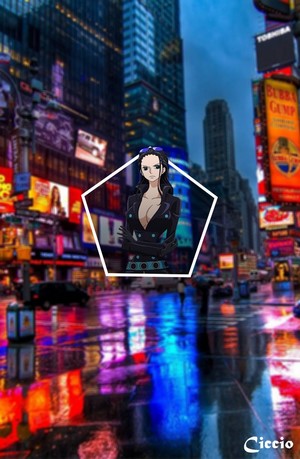 Nico Robin from One Piece in Times Square