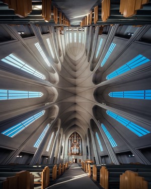 Interior of Hallgrímskirkja church in Reykjavik, Iceland