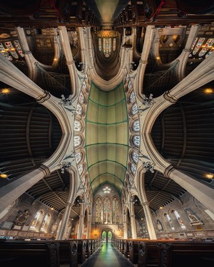 Symmetrical Interior of a Church by Peter Li