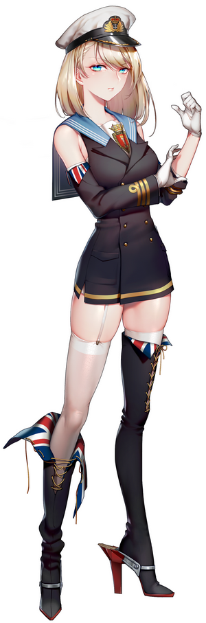 Anime girl in military uniform with thigh-high boots