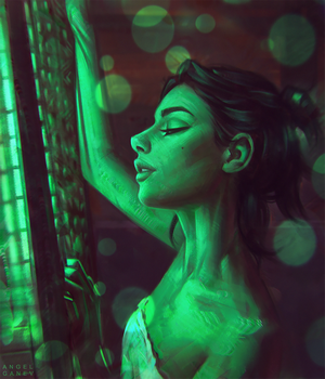 Digital painting of a woman by Angel Ganev