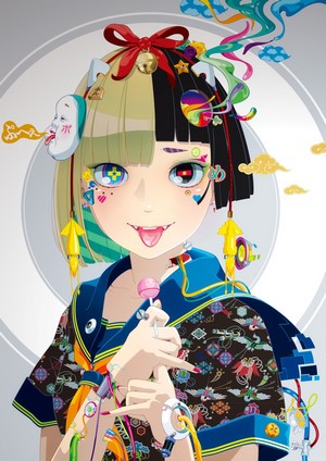 Anime girl with lollipop and mask