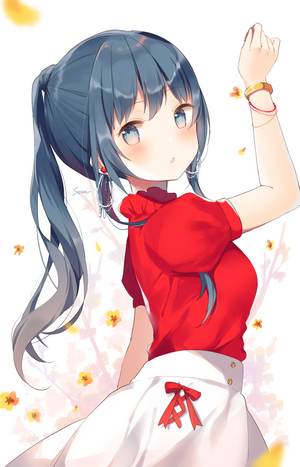 Anime girl with blue hair and blue eyes, Shiino Sera