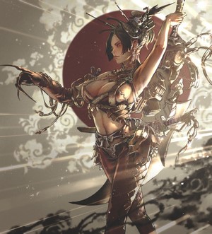 Warrior Woman with Sword and Armor
