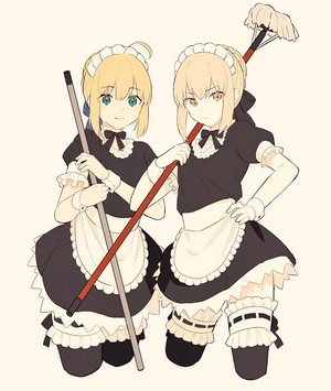 Saber and Saber Alter from Fate/Stay Night as maids