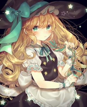 Touhou Blonde Girl with Green Eyes and Hat