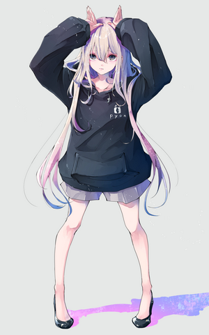 Anime girl with cat ears and long hair