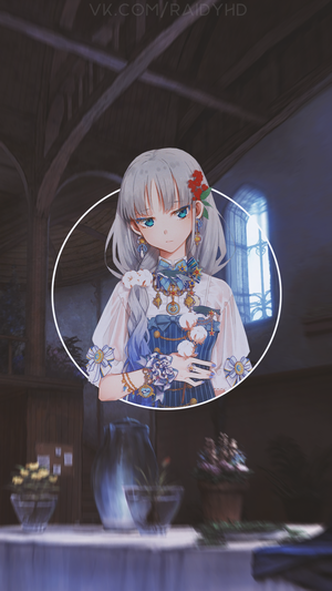 Anime girl with blue eyes and white hair