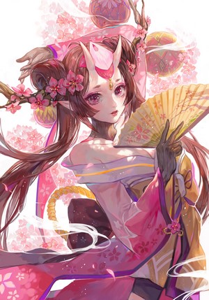 Fantasy Demon Girl in Kimono by Matcha_