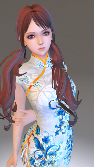 3D anime girl in a floral dress