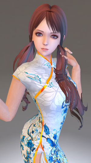 Anime girl in a floral cheongsam