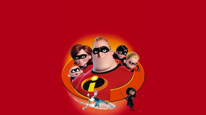 The Incredibles Family and Edna Mode from Incredibles 2