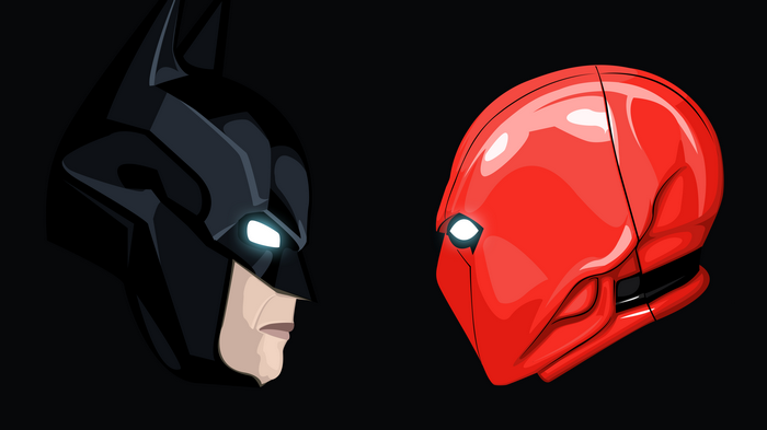 Batman and Red Hood facing each other