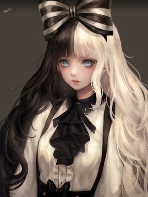 Anime Girl with Black and White Hair