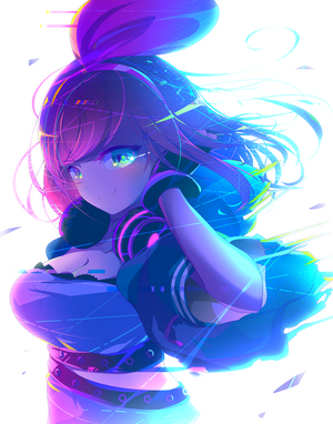 Kizuna Ai Digital Glitch Art Illustration