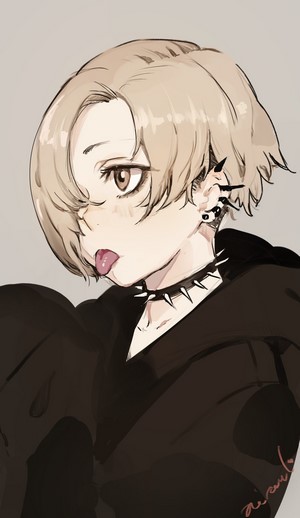 Anime girl with blonde hair and piercings