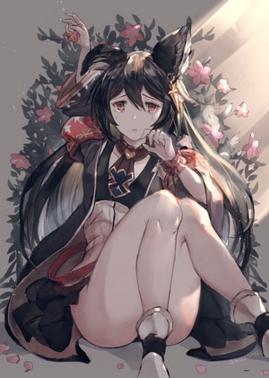 Anime girl with cat ears crying
