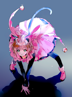 Anime girl with cat ears and pink costume
