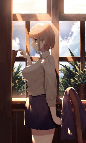 Anime girl by the window