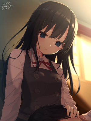 Asashio from Kantai Collection resting on someone