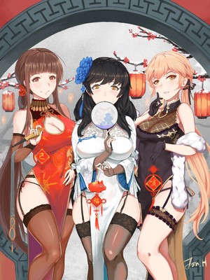 Anime Girls in Elegant Chinese Dresses